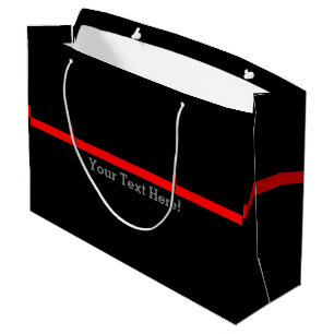 The Symbolic Thin Red Line Your Text on Black Large Gift Bag