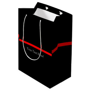 The Symbolic Thin Red Line Your Text on Black Medium Gift Bag