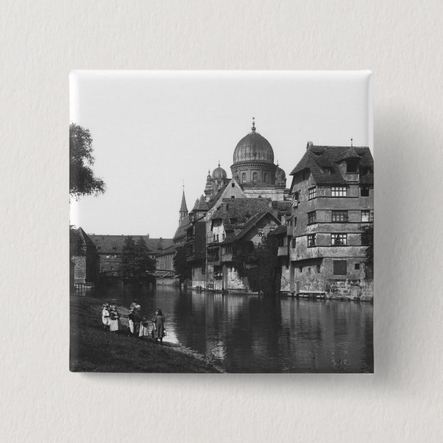 The synagogue at Nuremberg, c.1910 15 Cm Square Badge (Front)