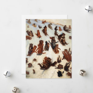 The Tabby Toboggan Club by Louis William Wain Holiday Card