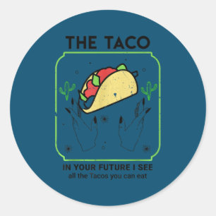 The taco Funny Tarot Reading Card Crescent Moon Classic Round Sticker