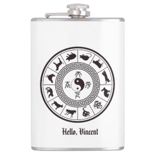 The Tai Chi Zodiac Wheel Hip Flask