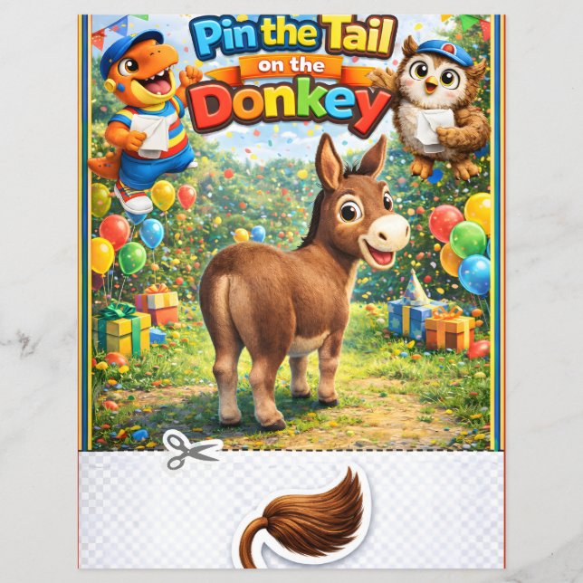 The tail on the donkey party bag game sheet (Front)