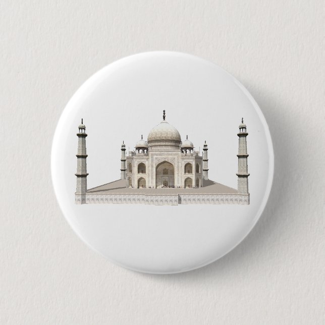 The Taj Mahal: 3D Model: 6 Cm Round Badge (Front)
