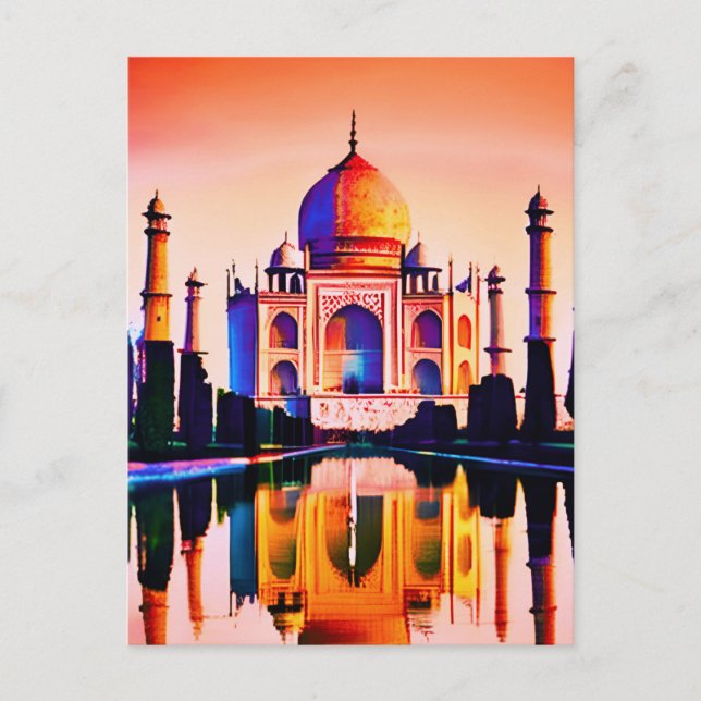The Taj Mahal Against a Sunset Sky  Postcard (Front)
