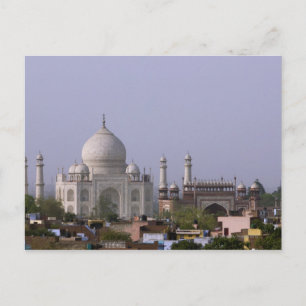 the Taj Mahal dominates the town of Agra Postcard