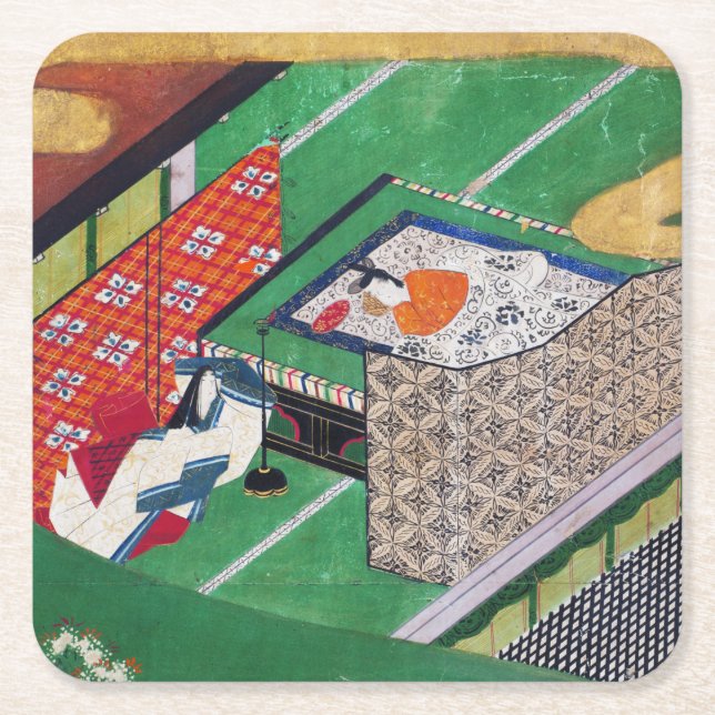 The Tale of Genji, Tawaraya Sotatsu Square Paper Coaster (Front)