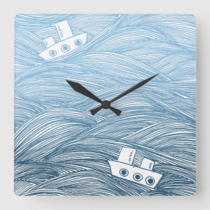 The Tale of Two Ships Square Wall Clock