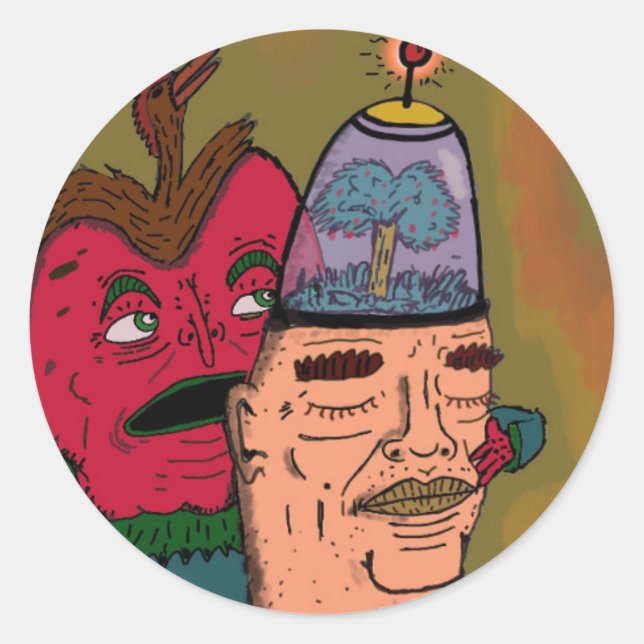 The talking apple classic round sticker (Front)