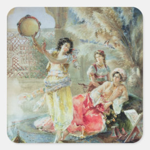 The Tambourine (w/c on paper) Square Sticker