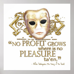 The Taming of the Shrew Quote (Gold Version) Poster