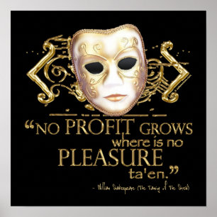 The Taming of the Shrew Quote (Gold Version) Poster