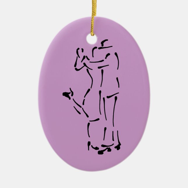 The Tango Dancers customisable Ceramic Tree Decoration (Front)