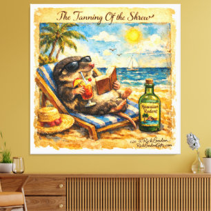 The Tanning of the Shrew – Funny Summer Beach Illu Canvas Print