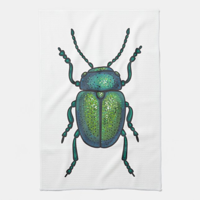 The tansy beetle tea towel (Vertical)