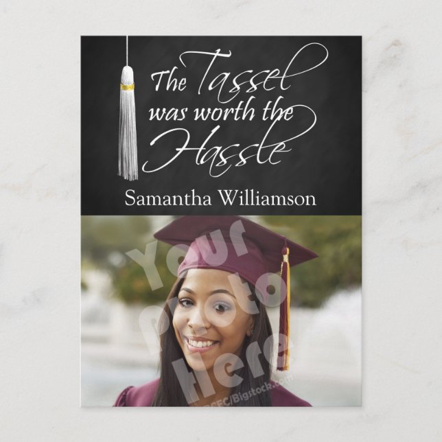 The Tassel Was Worth the Hassle Announcement Postcard (Front)