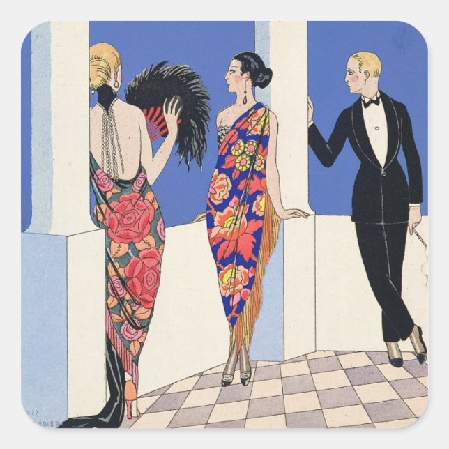 The Taste of Shawls, 1922 (pochoir print) Square Sticker (Front)