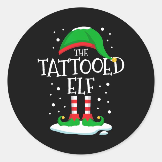 The Tattooed Elf Christmas Family Matching Xmas Ta Classic Round Sticker (Front)