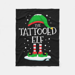 The Tattooed Elf Christmas Family Matching Xmas Ta Fleece Blanket