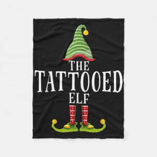 The Tattooed Elf Funny Matching Pajama Xmas  Fleece Blanket