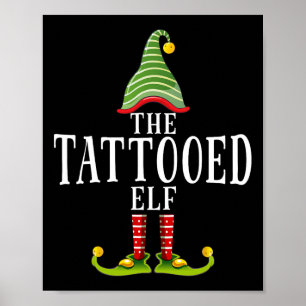 The Tattooed Elf Funny Matching Pajama Xmas  Poster