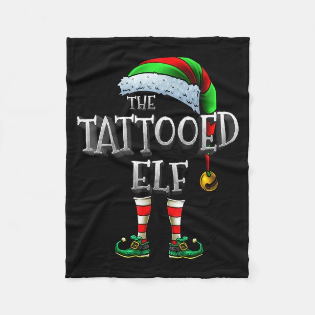 The Tattooed Elf Matching Family Tattooed Christma Fleece Blanket (Front)