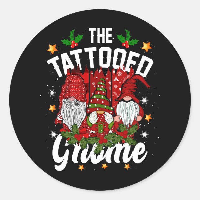 The Tattooed Gnome Squad Matching Family Christmas Classic Round Sticker (Front)