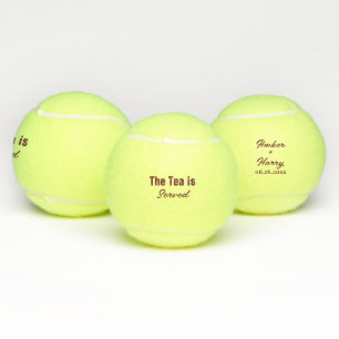 The Tea Is Served Funny Pun Monogram & Name Tennis Balls
