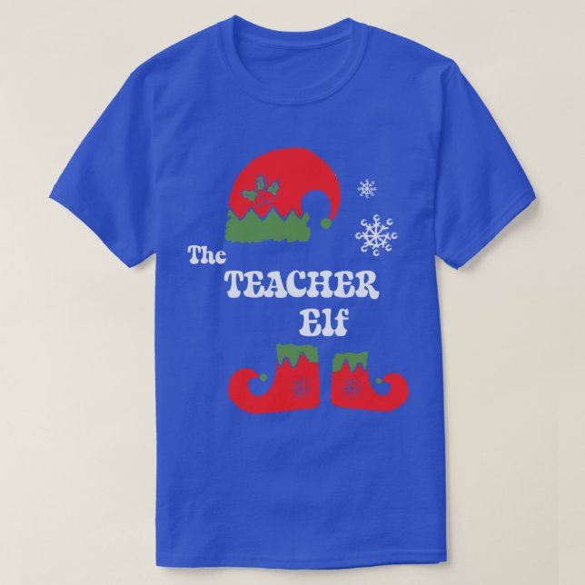 The Teacher Elf Christmas Elf Tee Family Matching  (Design Front)
