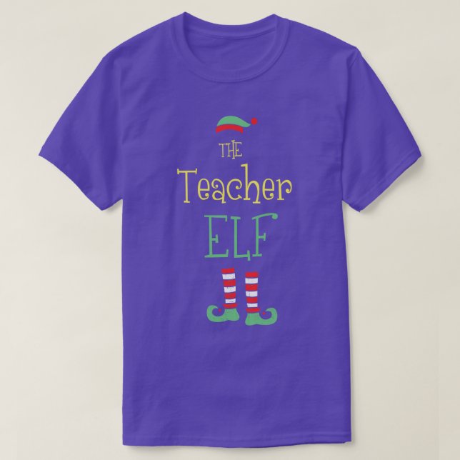 The Teacher Elf Christmas Elf Tee Family Matching  (Design Front)