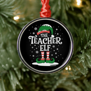 The Teacher Elf Christmas Family Matching Group Metal Tree Decoration