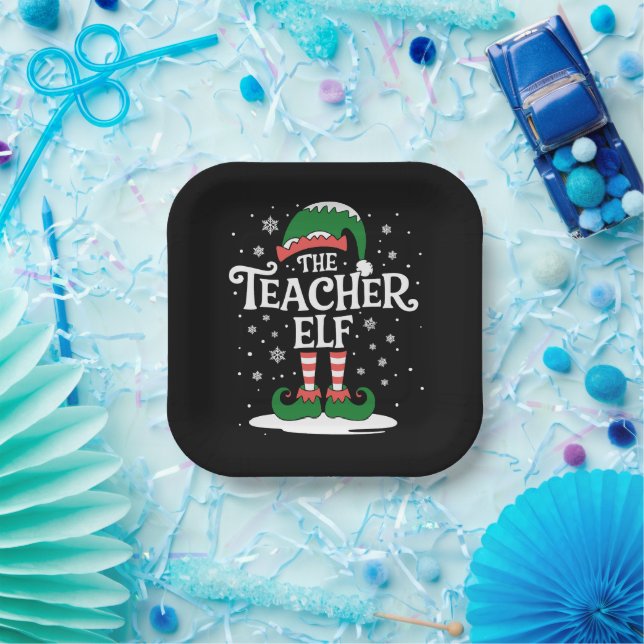The Teacher Elf Christmas Family Matching Group Paper Plate (Party)