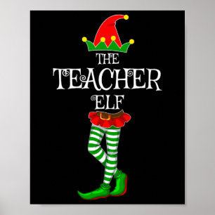The Teacher Elf Family Matching Xmas Funny Idea Ch Poster