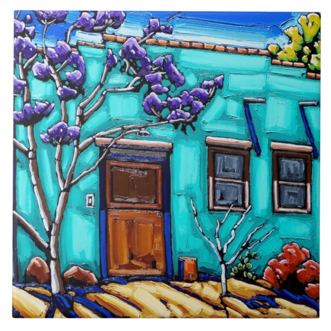 The Teal Green Tucson Barrio Tile (Front)