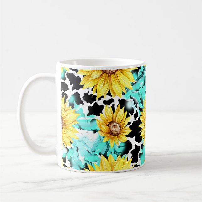  THE TEAL SUNFLOWER Coffee Mug  (Left)