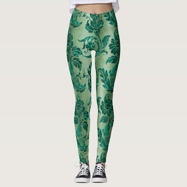 The Teal Velvet  Series Design 5  Leggings (Front)