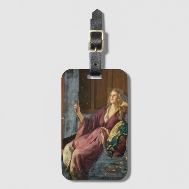 The Teasing Coquette (by John Collier) Luggage Tag (Front Vertical)