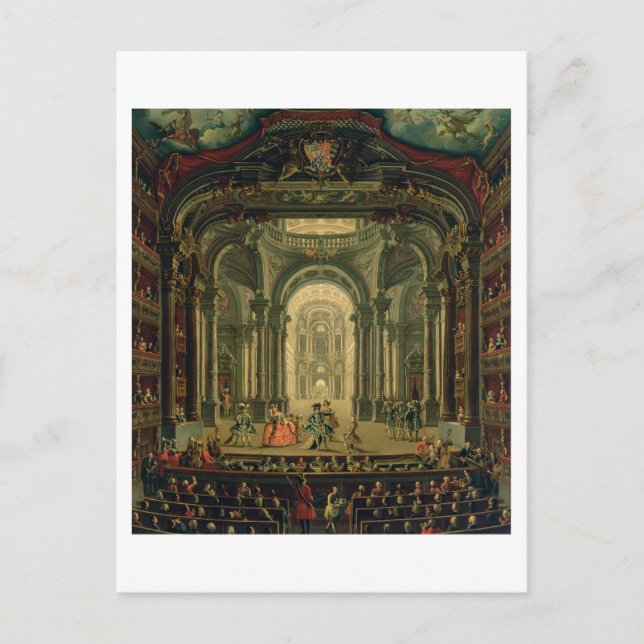 The Teatro Reale in Turin (oil on canvas) Postcard (Front)