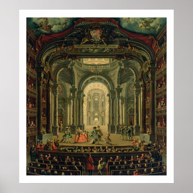 The Teatro Reale in Turin (oil on canvas) Poster (Front)
