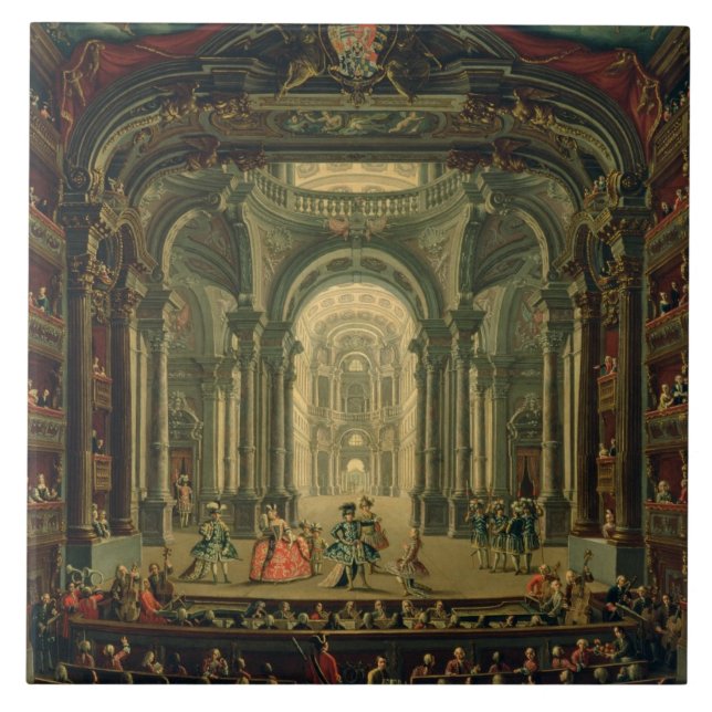 The Teatro Reale in Turin (oil on canvas) Tile (Front)