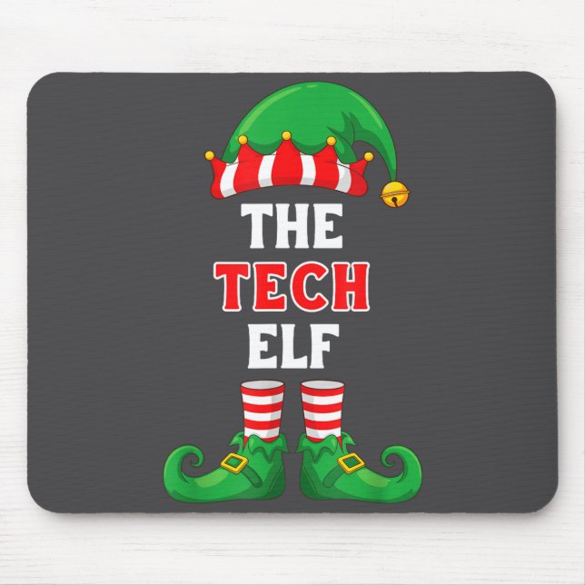 The Tech Elf Shirt Christmas For It Guy Tech Suprt Mouse Mat (Front)