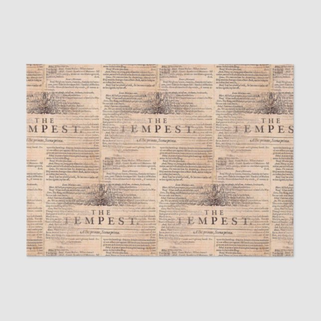 The Tempest Shakespeare Play Cream Tissue Paper (Front)