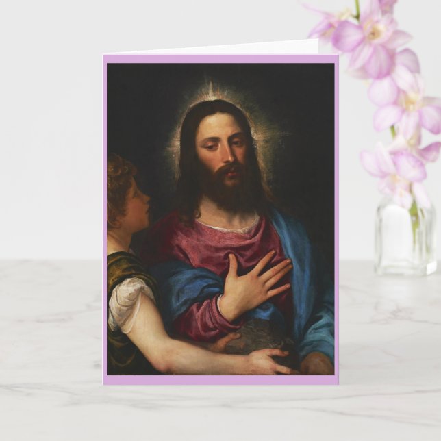 The Temptation of Christ, Titian  Card (Orchid)