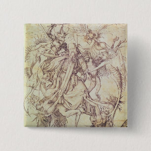 The Temptation of St. Anthony (engraving) 15 Cm Square Badge