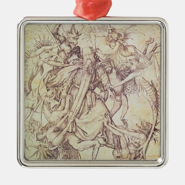 The Temptation of St. Anthony (engraving) Metal Tree Decoration (Front)