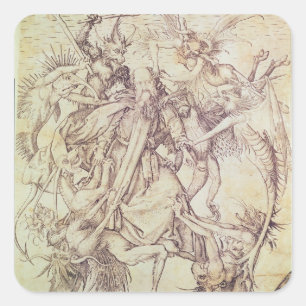The Temptation of St. Anthony (engraving) Square Sticker