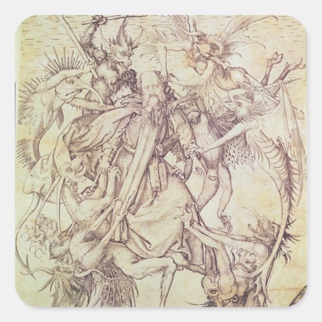 The Temptation of St. Anthony (engraving) Square Sticker (Front)