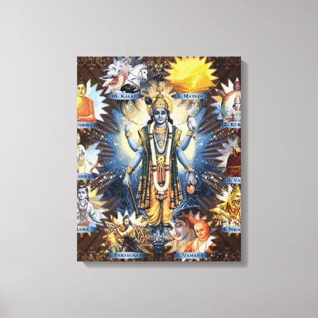 The Ten Avatars Of Vishnu - Wrapped Canvas (Front)
