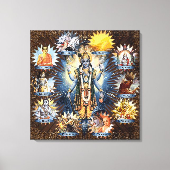 The Ten Avatars Of Vishnu - Wrapped Canvas (Front)