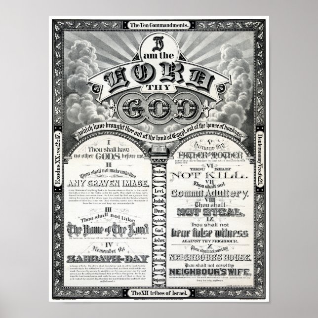 The Ten Commandments 1876 Vintage Poster Restored (Front)